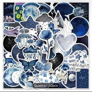 50 Nocturnal Midnight Blue Stickers